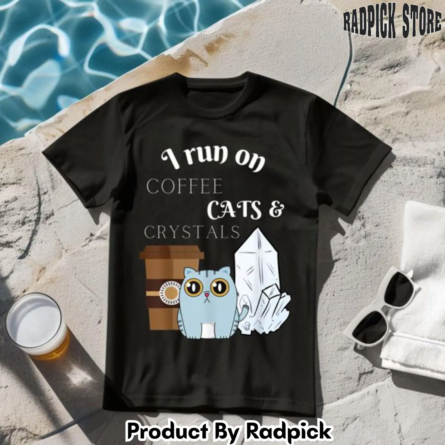 I run on coffee cats and crystals mom life tshirt rp2621010